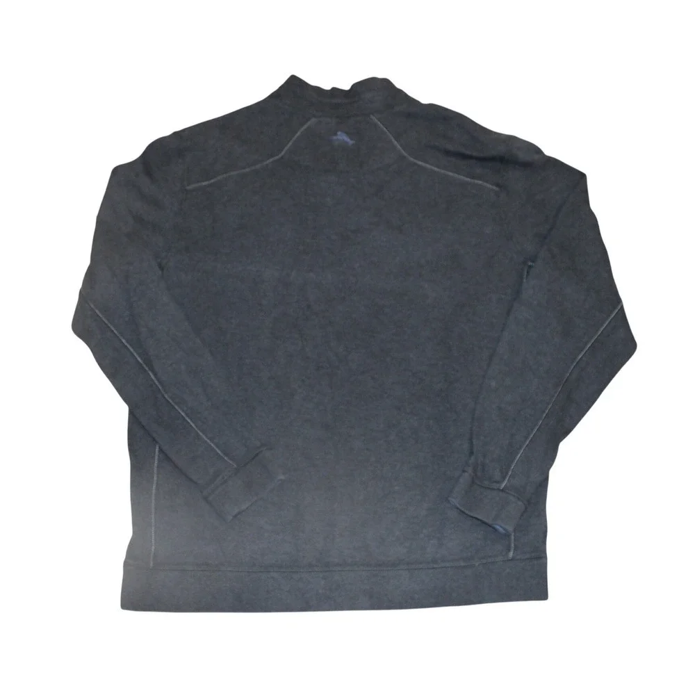 Tommy Bahama Quarter Zip Reversible Pullover Mens M Gray‎ Mock Neck Long Sleeve